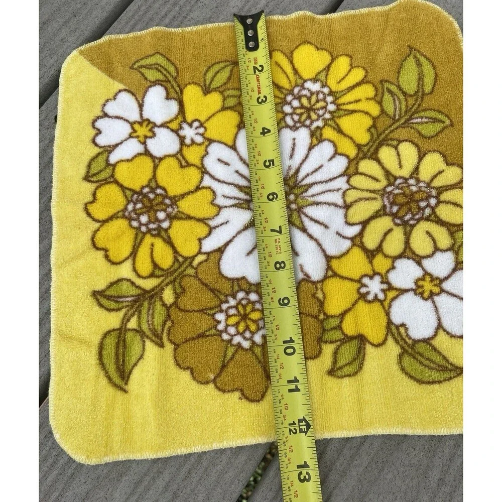 VTG 70s Floral Bath Towel Set Cannon Fieldcrest Dundee USA Cotton Fringe MCM